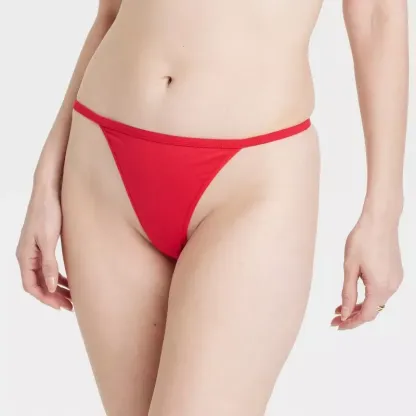Custom Mid-weight Fabric Spandex Model Wears Size Women's Cotton Blend String Thong-RANBAO