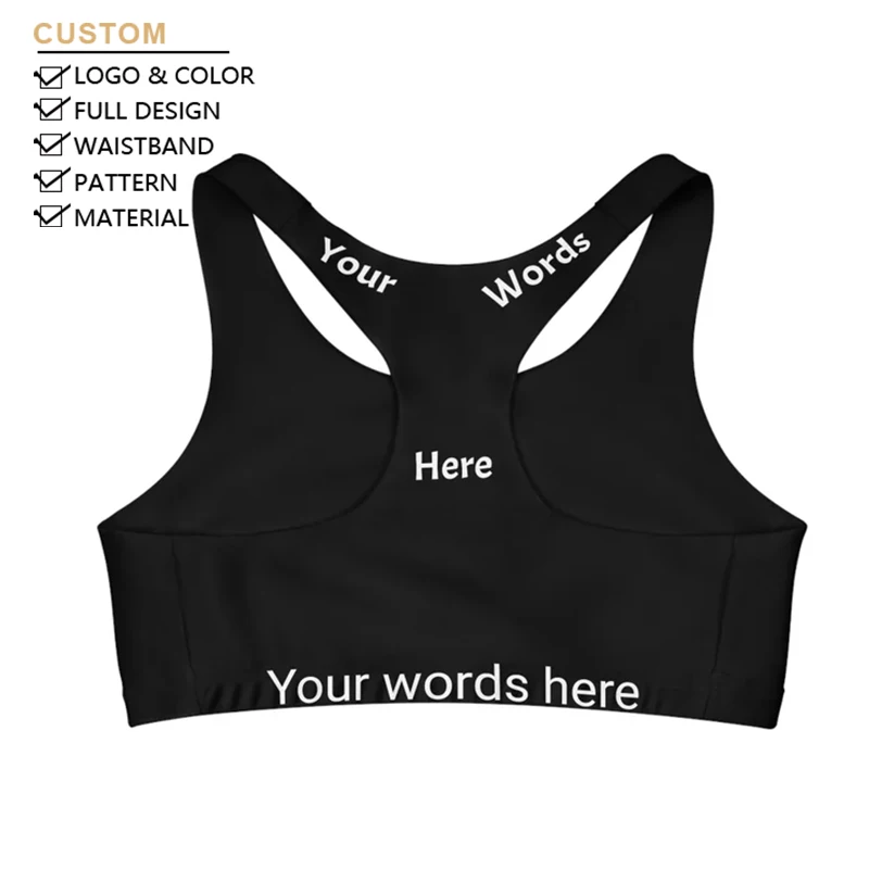 Custom logo Waistband Fitness Bra High Quality Compression Moisture-Wicking Gym Seamless Women Racerback Sports Bra for Ladies-RANBAO