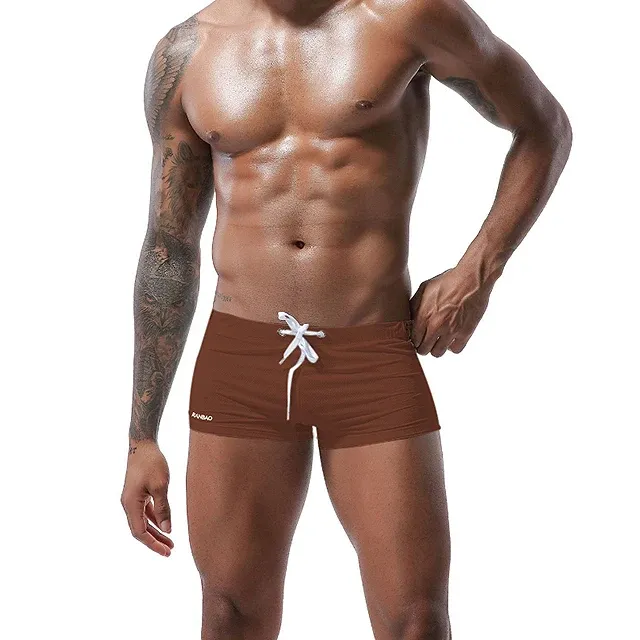 New Designer Mens Swimsuit Set Colorful String Design Swim Shorts Mid-rise Cool Mens Swim Trunk-RANBAO