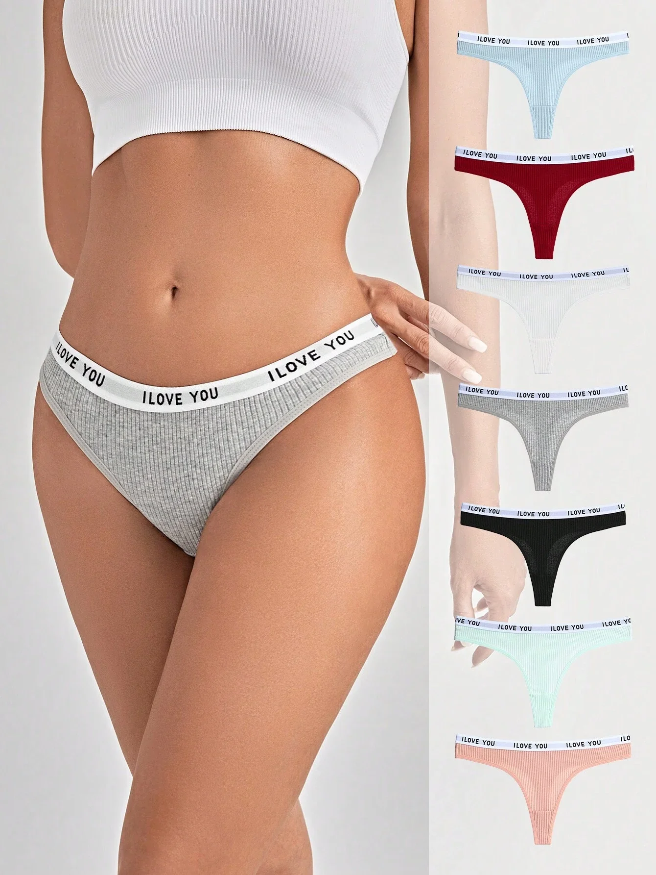 Wholesale Custom Logo Comfortable Fabric Slogan Tape Waist Panty Women Thongs Low-Rise XL 4XL Breathable Print Underwear Adults-RANBAO