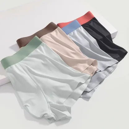Custom Logo Comfortable Styles Mens Boys Underwear New Modal Solid Color Mid-Waist Seamless Breathable Boxer for Summer-RANBAO