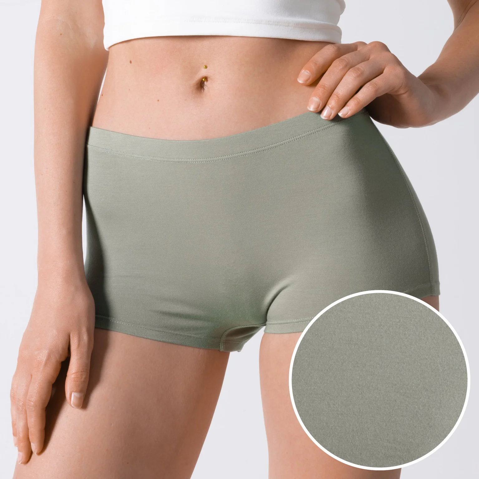 Luxury MicroModal Boyshort Women Covered Silky Soft Waistband Stretchy Moisture Wicking Breathable Grey Modal Waist Underwear-RANBAO