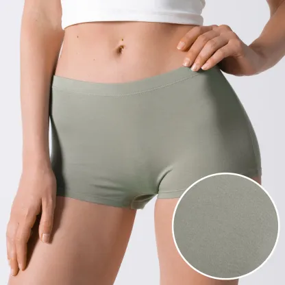 Luxury MicroModal Boyshort Women Covered Silky Soft Waistband Stretchy Moisture Wicking Breathable Grey Modal Waist Underwear-RANBAO