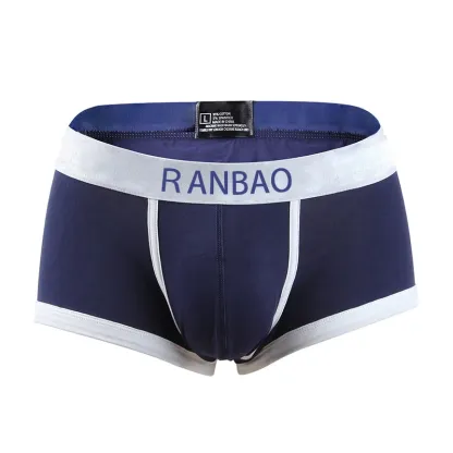 New Trend Men Boxers Briefs Custom Waistband Men Underwear Mens Classic Solid Cotton Stretch Briefs Boxers Shorts-RANBAO