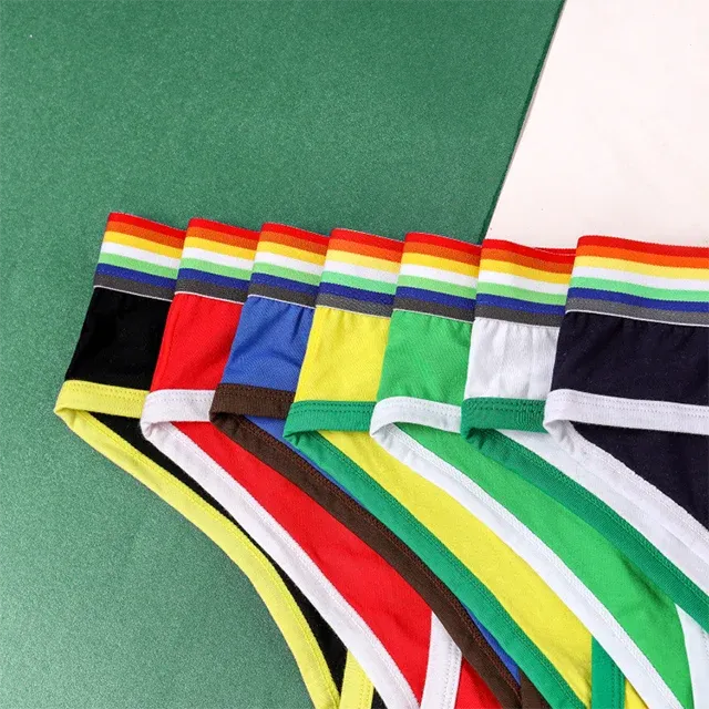 Fashionable Colorful Ribbed Mature Charming Men'S Cotton Briefs & Boxers Healthy Male Penis Underwear-RANBAO
