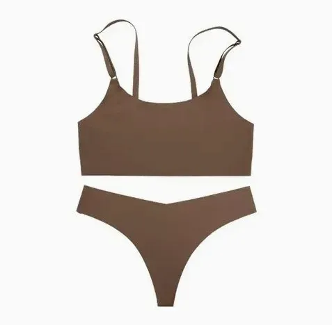 Custom Stylish Solid Cotton Modal Seamless Wireless Bras and Women Underwear Set-RANBAO