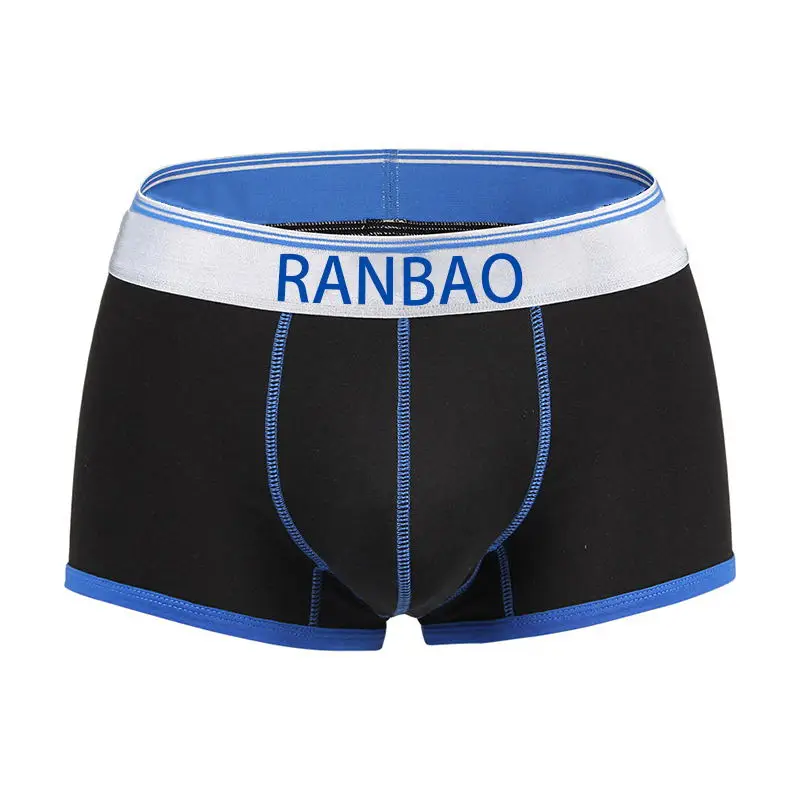 Custom LOGO Professional Made Men Underwear Cotton Low-rise Men Boxer Briefs Shiny Belt Boxer Briefs for Men-RANBAO