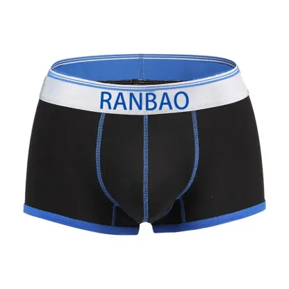 Custom LOGO Professional Made Men Underwear Cotton Low-rise Men Boxer Briefs Shiny Belt Boxer Briefs for Men-RANBAO