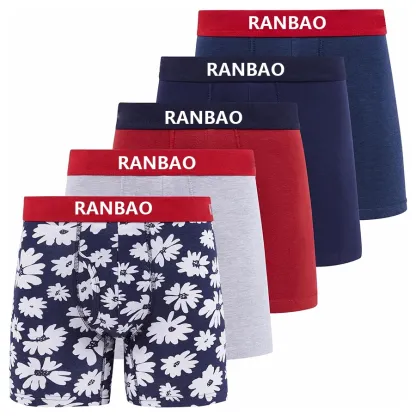 Custom Logo Tailored  Meticulously Comfort Breathable Cotton Mens Boxer Briefs-RANBAO