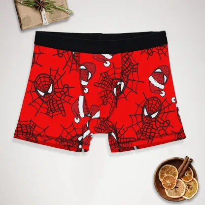 OEM Manufacturer Custom Matching Underwear Christmas Spider Web Hats Noel Couples Boxer & Thong Set-RANBAO