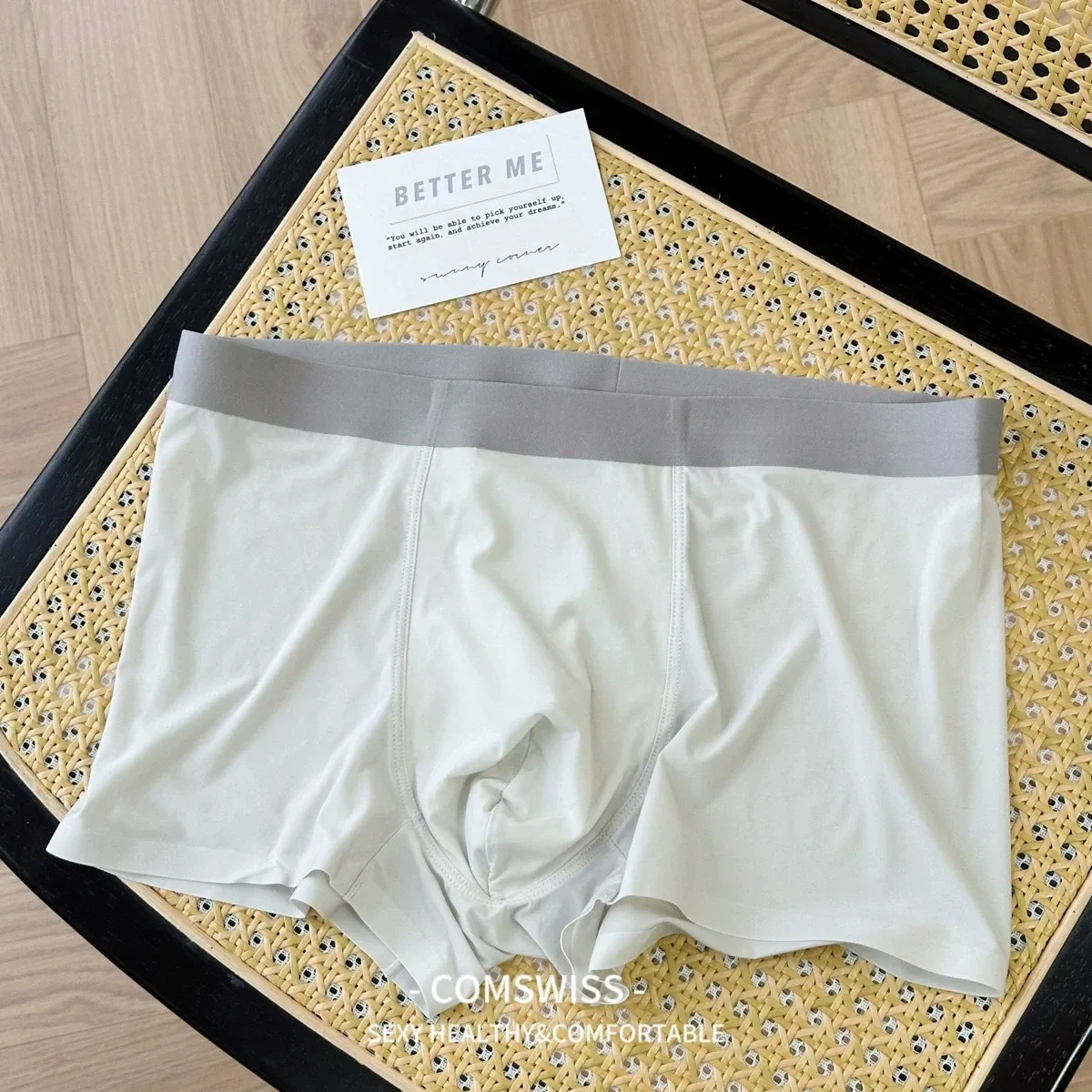 Spring and Summer Ultra-Thin Ice Silk Large Anti-Bacterial Seamless Underwear Quick-Drying Men'S Underpants Briefs Boxers-RANBAO