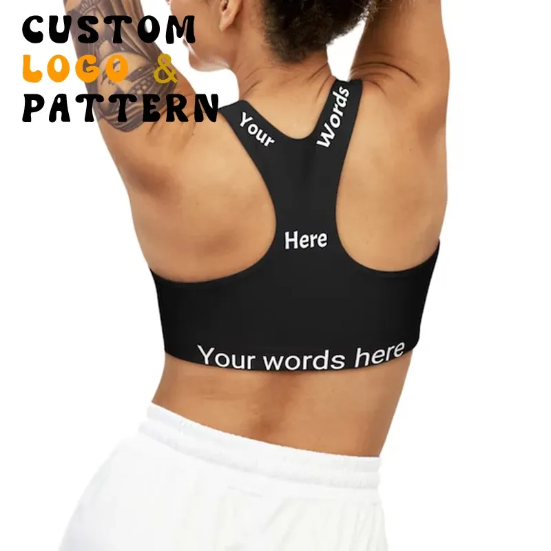 Custom logo Waistband Fitness Bra High Quality Compression Moisture-Wicking Gym Seamless Women Racerback Sports Bra for Ladies-RANBAO