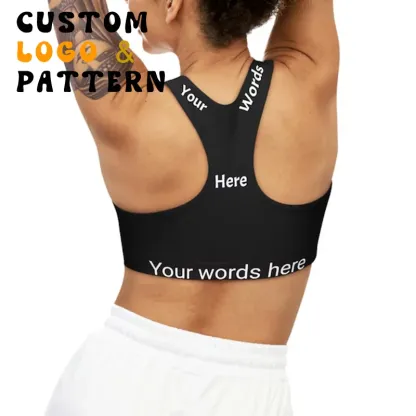 Custom logo Waistband Fitness Bra High Quality Compression Moisture-Wicking Gym Seamless Women Racerback Sports Bra for Ladies-RANBAO