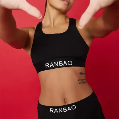 ProLuxe Active Performance Bra Brushed Lining XS-XL Sizes Soft Cotton Padded Sport Bra Compressive Front Panel Print Pattern-RANBAO