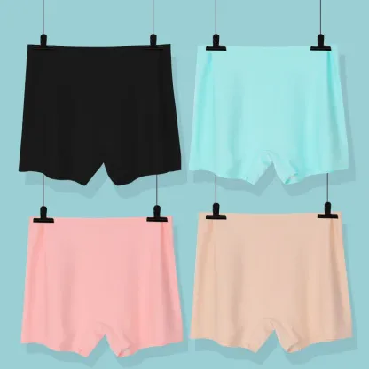 Customized Summer Thin Underwear Ice Silk Seamless Panties Women Mid-Waist Boxer Cotton Crotch Boyshorts-RANBAO