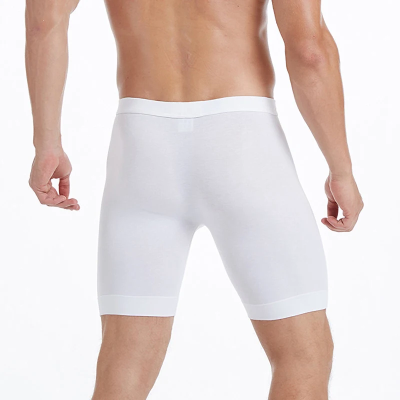 Custom Long Plain White Mature Men's Briefs Boxers Underwear Moisture Wicking Men Boxers Underwear-RANBAO