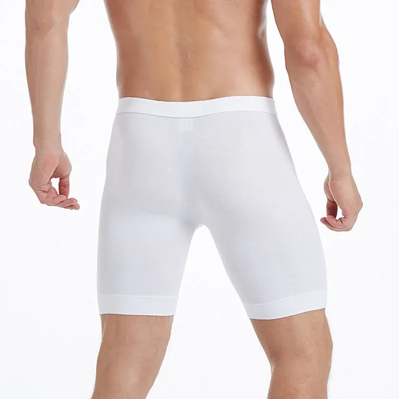 Custom Long Plain White Mature Men's Briefs Boxers Underwear Moisture Wicking Men Boxers Underwear-RANBAO