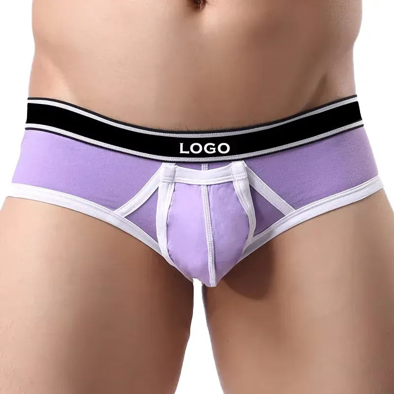 Underwear Factory Men Underwear Solid Color Spandex Pocket Underwear Briefs for Gay Men-RANBAO