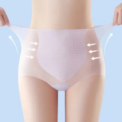 Women Breathable Ice Silk Seamless  Underwear Summer With Crotch Breathable Sexy Large Size Women Mid Waisted t Pants-RANBAO