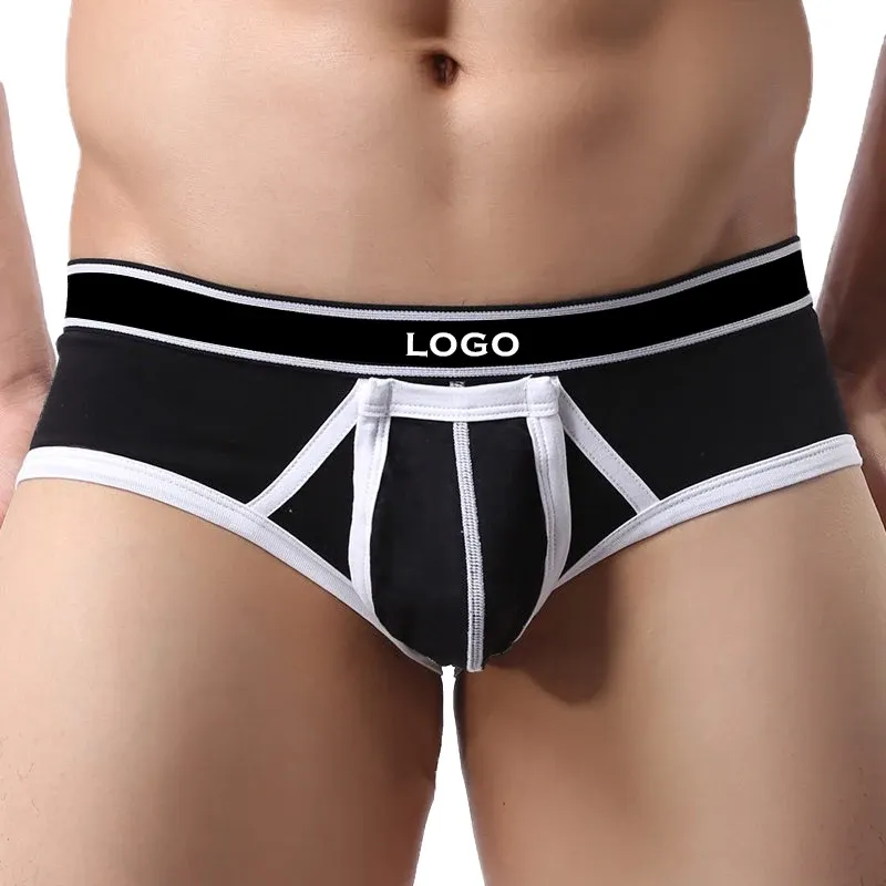 Underwear Factory Men Underwear Solid Color Spandex Pocket Underwear Briefs for Gay Men-RANBAO