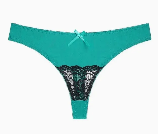 Luxurious Microfiber Thong with Intricate Front Lace Detailing-RANBAO