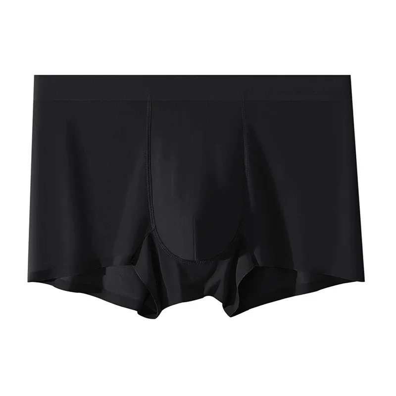 Custom Logo Mid Rise Brief Comfortable Fashionable Breathable Seamless Ice Silk Man Boxer Underwear-RANBAO