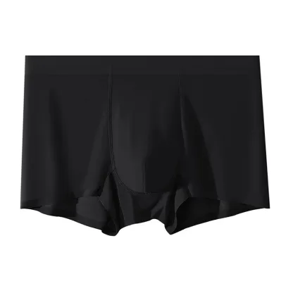 Custom Logo Mid Rise Brief Comfortable Fashionable Breathable Seamless Ice Silk Man Boxer Underwear-RANBAO