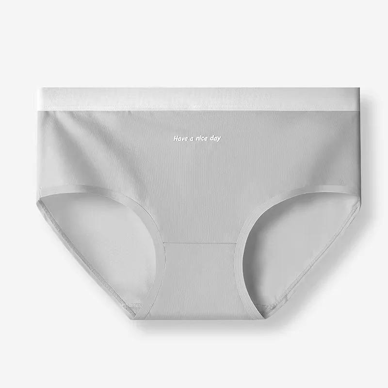 Women's Cotton Mid Rise Briefs Gradient Waistband Everyday Bikini Panties Solid Pattern Ladies Underwear-RANBAO