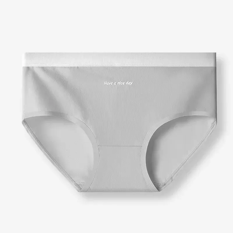 Women's Cotton Mid Rise Briefs Gradient Waistband Everyday Bikini Panties Solid Pattern Ladies Underwear-RANBAO