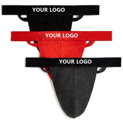 Custom Lightweight Durable Breathable Men's Essential Cotton Y Back Thong Jockstrap-RANBAO