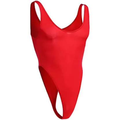 Hot Selling Men Bodysuit Men's Underwear Solid Color Semi-Sheer High Waist Thong Bodysuit. Scoop Neck Swimsuit Underwear-RANBAO