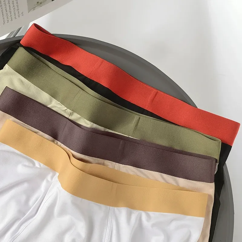 Custom Logo Comfortable Styles Mens Boys Underwear New Modal Solid Color Mid-Waist Seamless Breathable Boxer for Summer-RANBAO