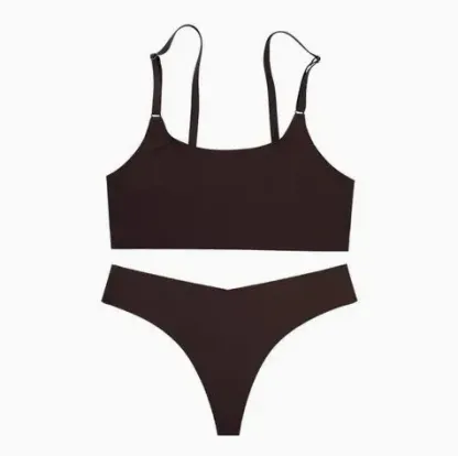 Custom Stylish Solid Cotton Modal Seamless Wireless Bras and Women Underwear Set-RANBAO