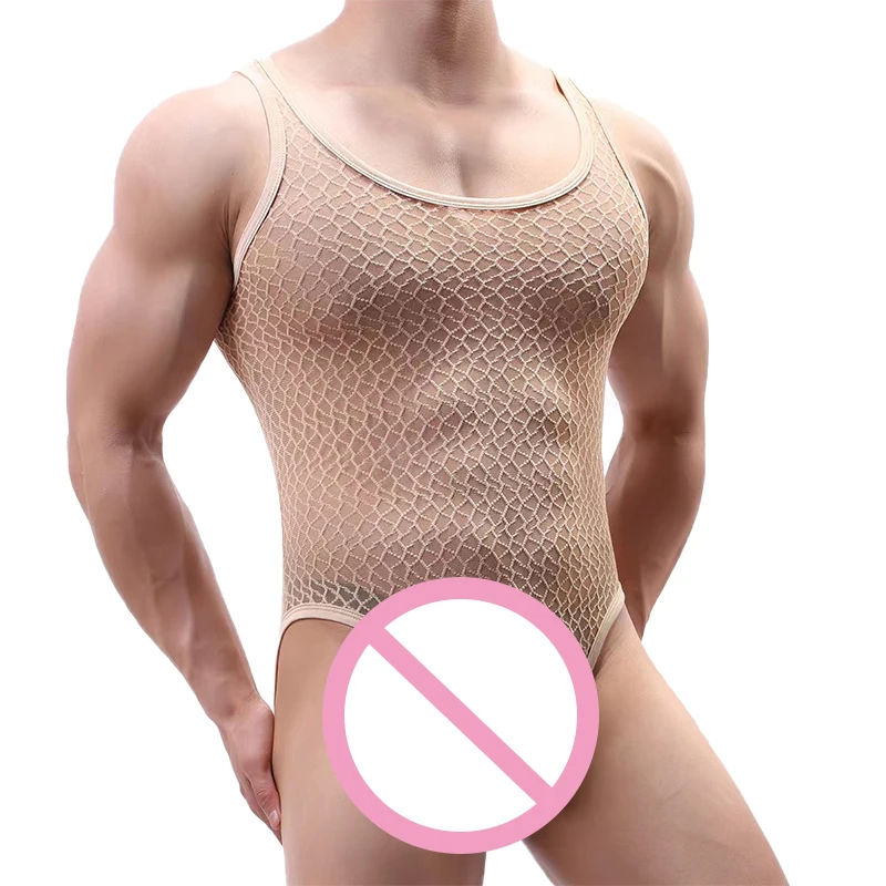 Sexy Bodysuits for Men Custom See Through Mens Bodysuits New Elastic Gay Man Bodysuits-RANBAO