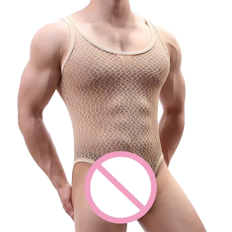 Sexy Bodysuits for Men Custom See Through Mens Bodysuits New Elastic Gay Man Bodysuits-RANBAO
