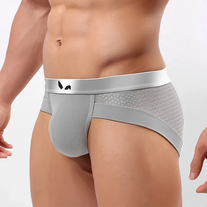 Wholesale Sexy Men Modal Mesh Briefs Breathable Fashion Young Boys Underwear Sheer Mens Underwear-RANBAO
