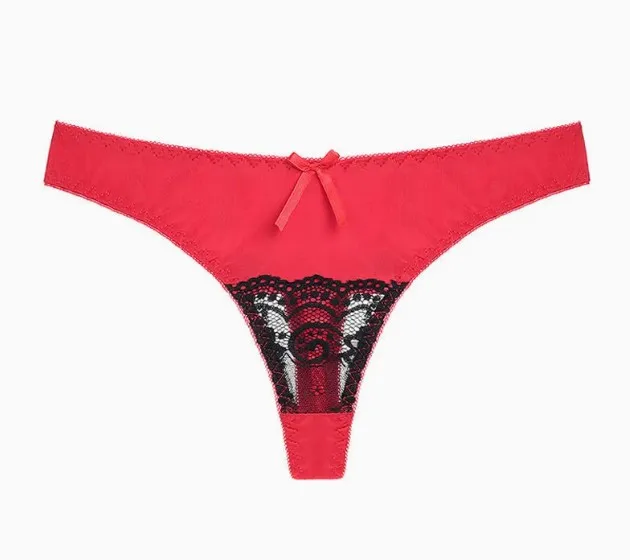 Luxurious Microfiber Thong with Intricate Front Lace Detailing-RANBAO