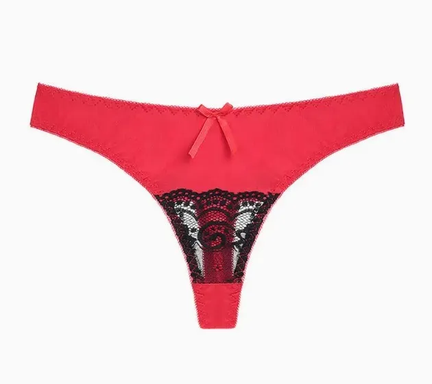 Luxurious Microfiber Thong with Intricate Front Lace Detailing-RANBAO