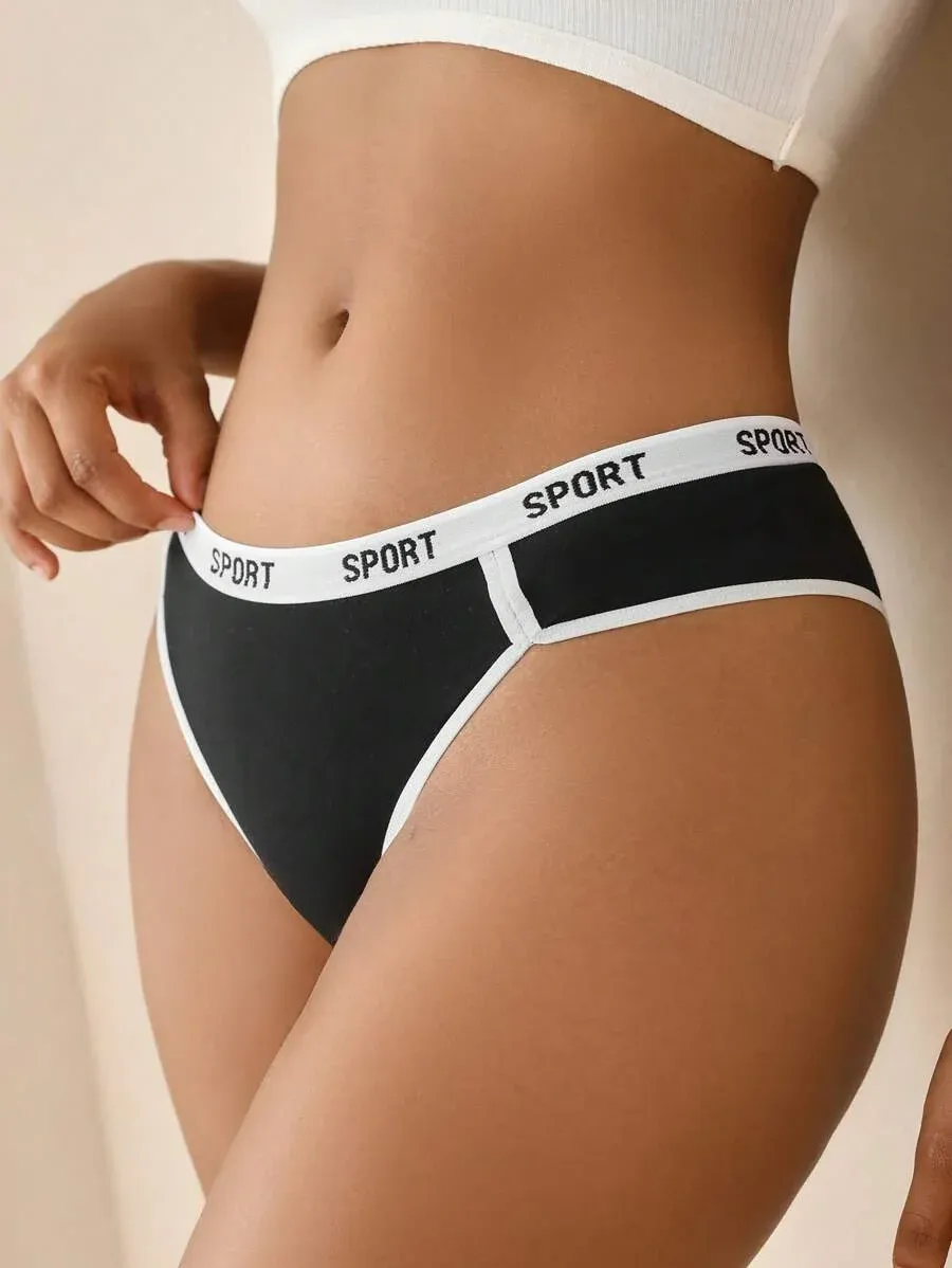 Custom Logo Basics Plus Size Letter Elastic Band Tape Waist Contrast Binding Brief-RANBAO