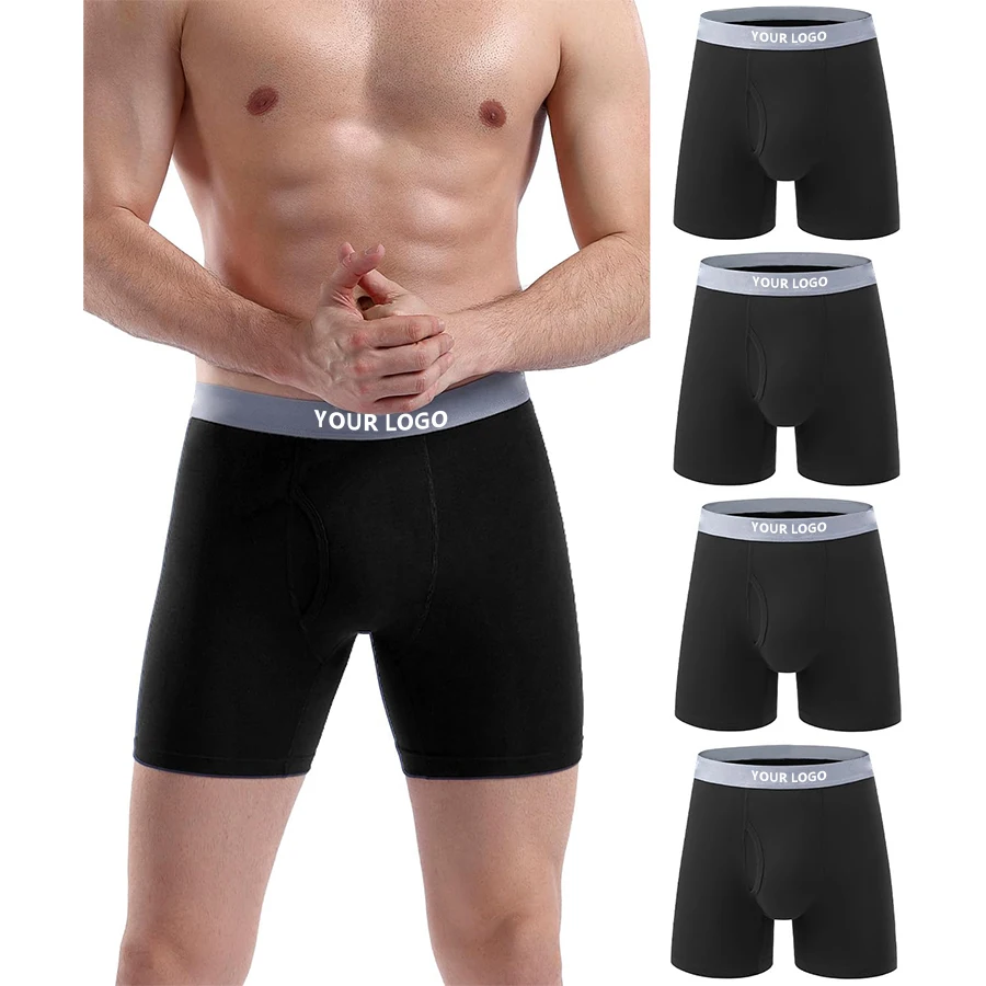 Custom Men's Boxer Briefs Cotton Spandex Stretch Underwear with Open Fly Tagless & Breathable Mid-Rise XXL Printed Pattern-RANBAO