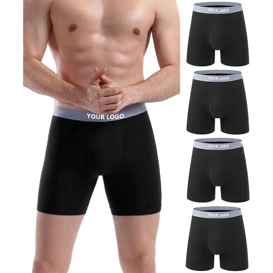 Custom Men's Boxer Briefs Cotton Spandex Stretch Underwear with Open Fly Tagless & Breathable Mid-Rise XXL Printed Pattern-RANBAO