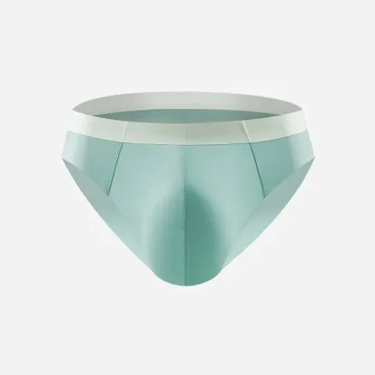 Color-Blocking Waistband Men'S Ice Silk Seamless Underpants Male Fashion Trend Youth Underwear Briefs-RANBAO