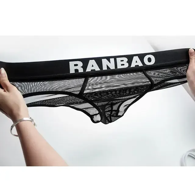 Hot Spicy See Through Big Pouch comfort Wide Flex Waistband Men's Briefs Custom Underwear Men Boxer Briefs-RANBAO