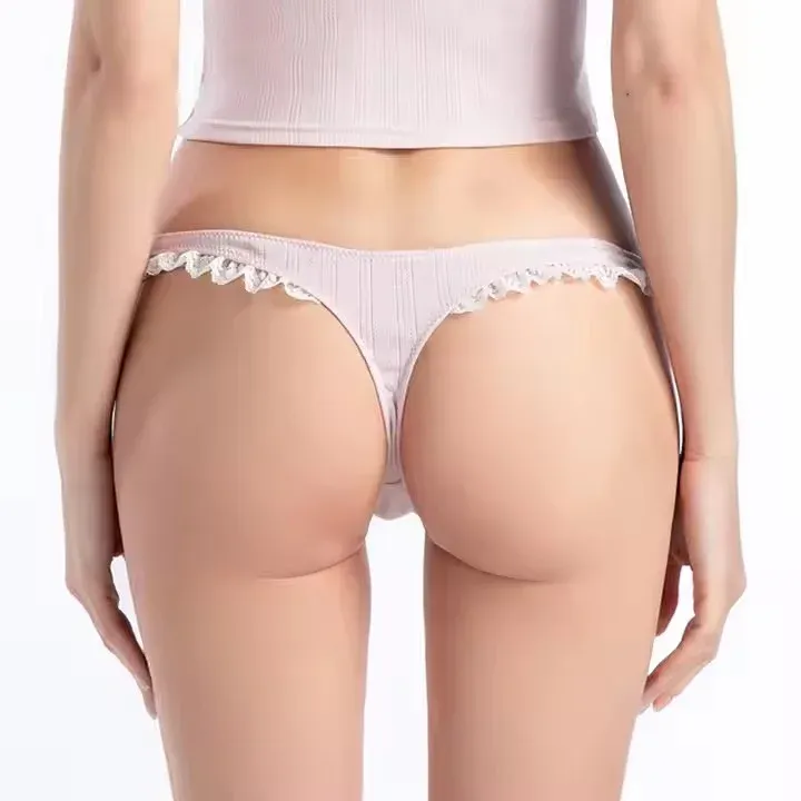 New Solid Color Women Lace Briefs Custom Logo Comfortable Popular Design Stretchy Breathable Thong Panties-RANBAO