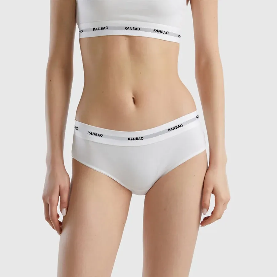 OEM ODM Manufacturer Custom Elastic Waist Organic Cotton Women Underwear Brief Female Lingerie Cotton Woman Panty-RANBAO