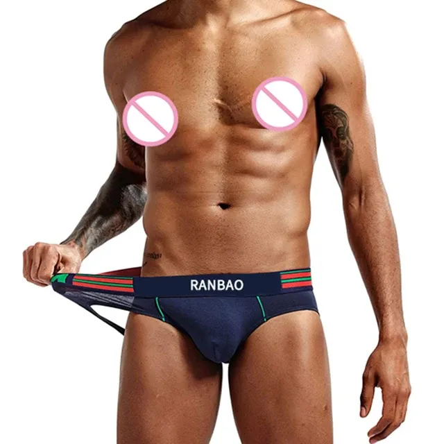 Custom Brand Logo Top Quality Stretchy Men'S Sexy Underwear Big Bulge Erotic Sissy Male Jockstraps-RANBAO
