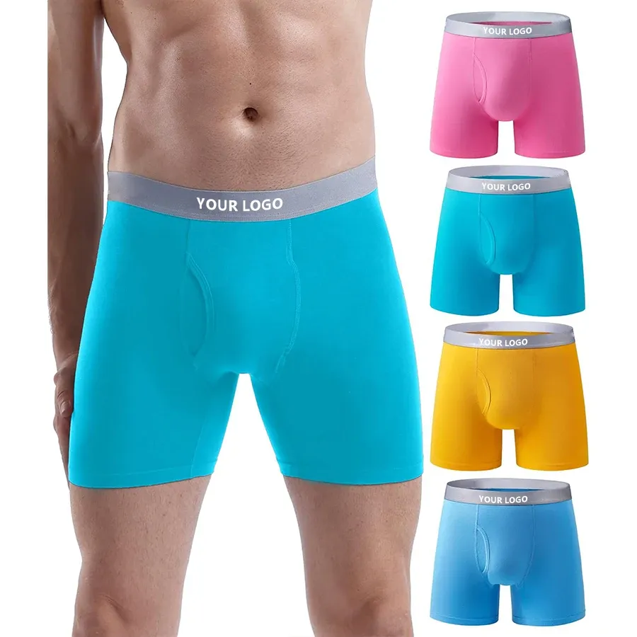 Custom Men's Boxer Briefs Cotton Spandex Stretch Underwear with Open Fly Tagless & Breathable Mid-Rise XXL Printed Pattern-RANBAO