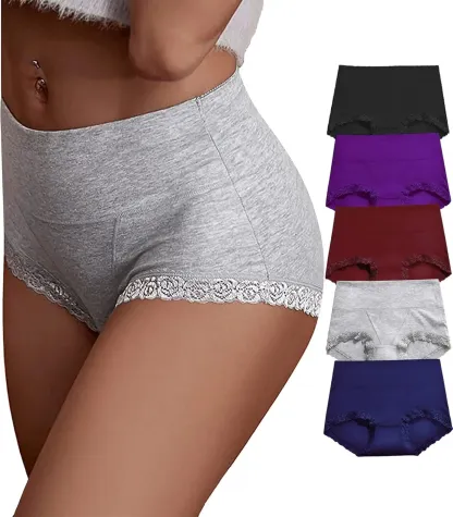 Wholesale Soft Ladies Cotton Panties Breathable Solid Color Underwear Briefs  High Hip Tight Cotton Panties-RANBAO