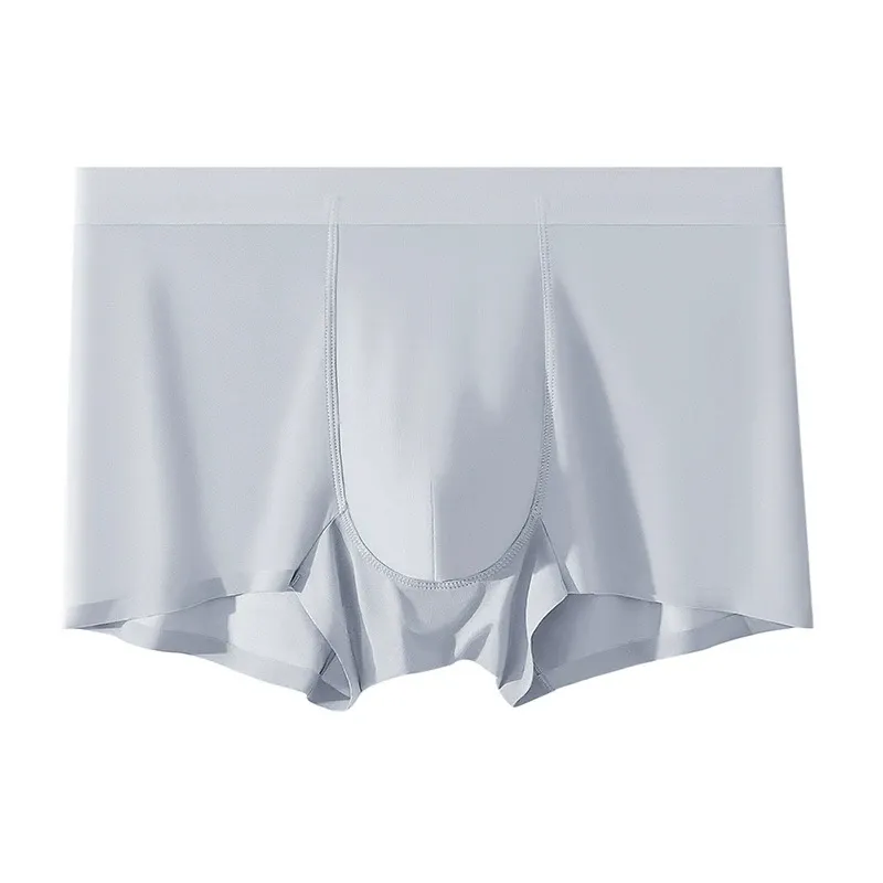 Custom Logo Mid Rise Brief Comfortable Fashionable Breathable Seamless Ice Silk Man Boxer Underwear-RANBAO
