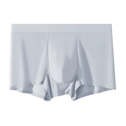 Custom Logo Mid Rise Brief Comfortable Fashionable Breathable Seamless Ice Silk Man Boxer Underwear-RANBAO